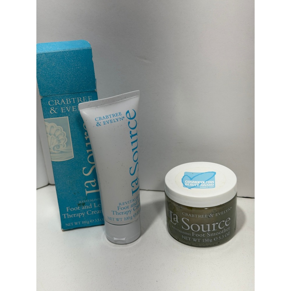 Crabtree & Evelyn La Source Foot and Leg Therapy Cream & Foot Smoother 2 pc Set